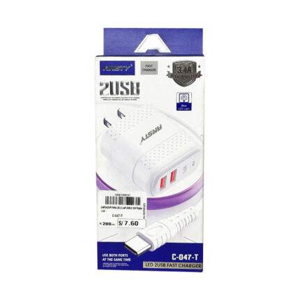 CARGADOR PARA CELULAR DOBLE ENTRADA USB - C-047-T